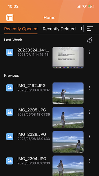 Recently processed files